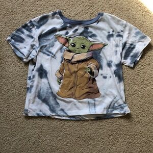Star Wars Yoda grey tie dye cropped t-shirt